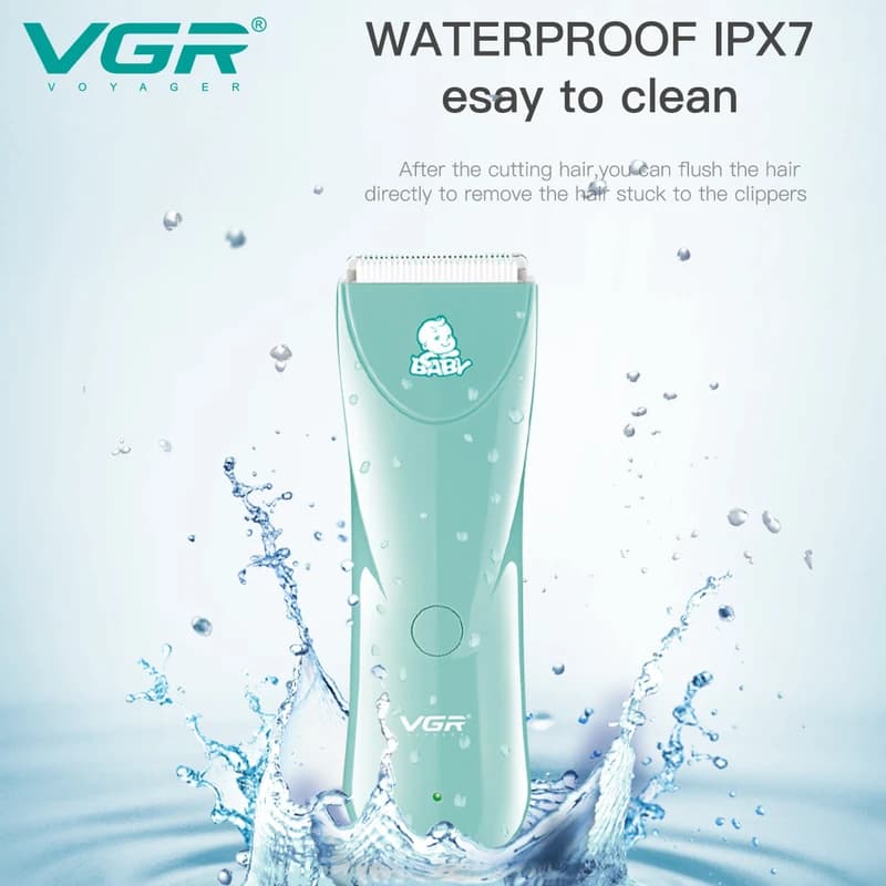 Детская машинка для стрижки VGR V-150 MINT, 3 безопасные насадки, бесшумная, IPX7, фото 2