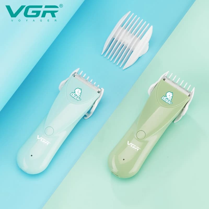 Детская машинка для стрижки VGR V-150 MINT, 3 безопасные насадки, бесшумная, IPX7, фото 6