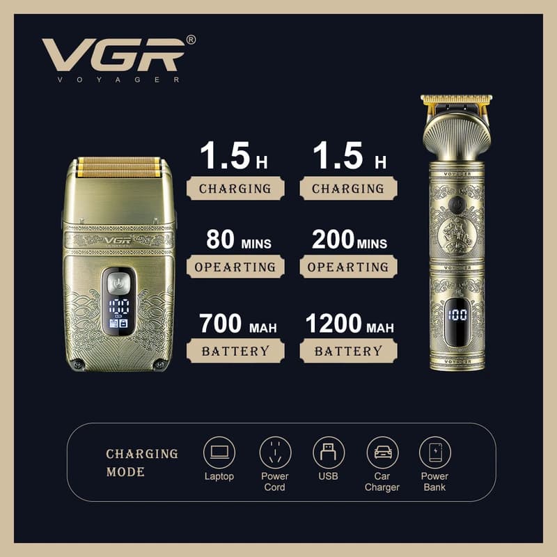 Комплект VGR 2 в 1 V-649, тример та шейвер, фото 4
