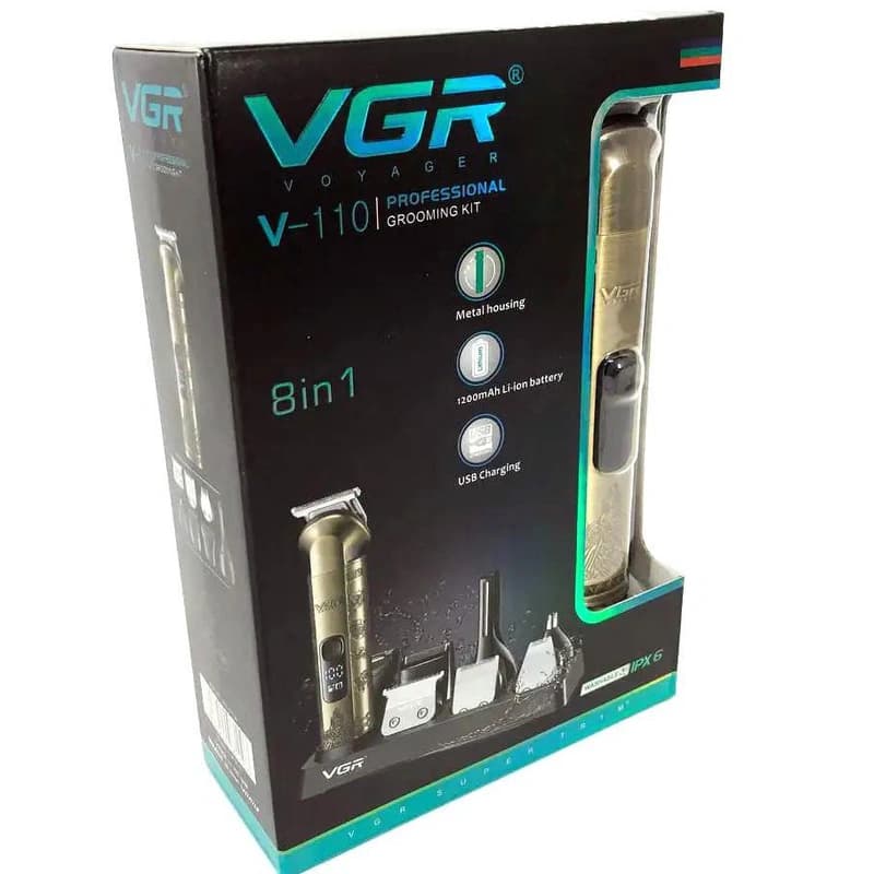Набор для стрижки VGR 8 в 1 V-110, 17 насадок, LED display, фото 8