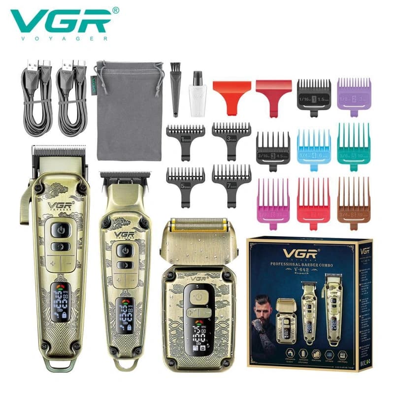 Комплект VGR 3 в 1 V-642 акумуляторна машинка для стриження (clipper)