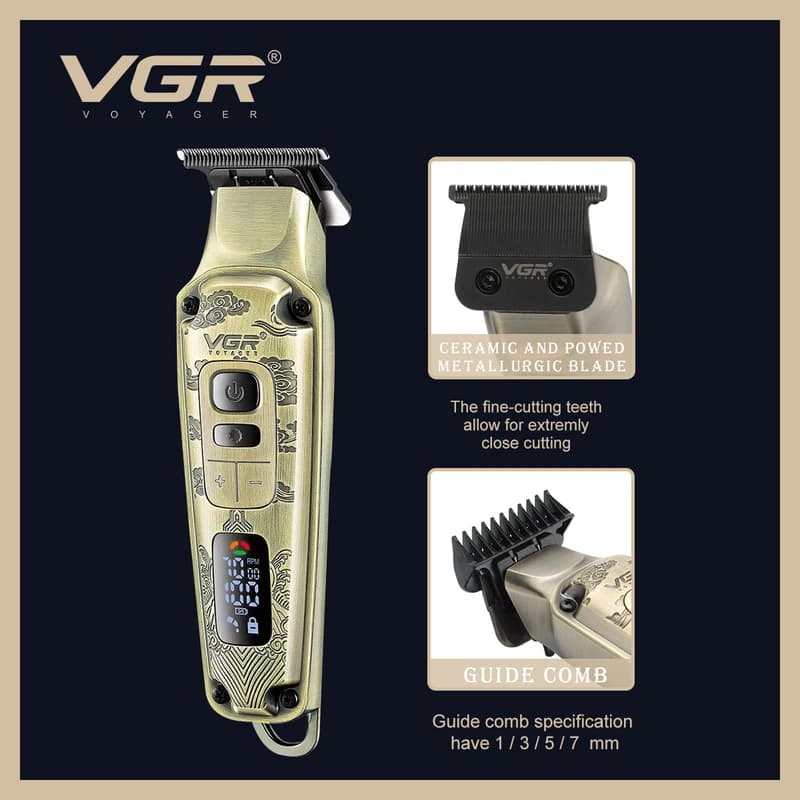 Комплект VGR 3 в 1 V-642 акумуляторна машинка для стриження (clipper), триммер та електробритва (шейвер), фото 7