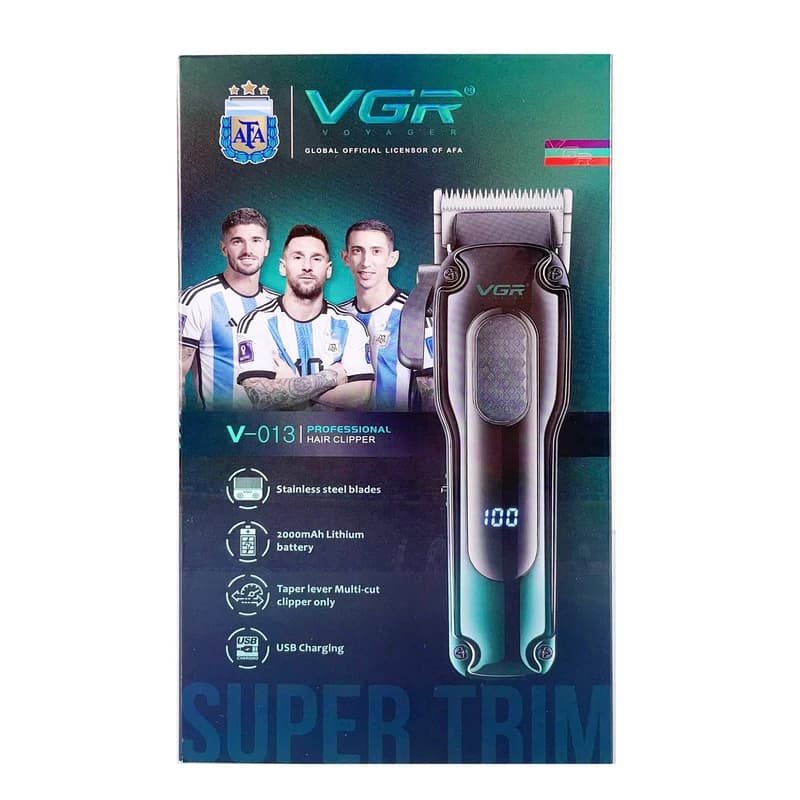 Аккумуляторная машинка для стрижки (clipper) VGR V-013 GREEN, 8 насадок, 6500 RPM, 2000 mAh, LED display, фото 2
