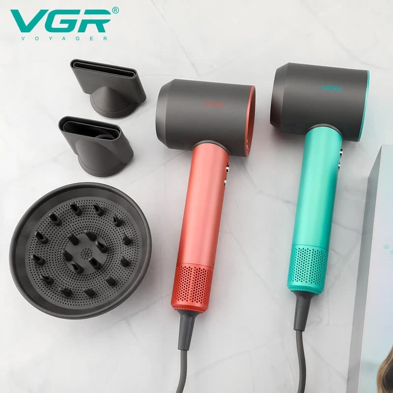 Фен професійний VGR V-440 GREEN, 3 рівні обдування, 3 рівні температури, 110000 RPM, 3 насадки, фото 7