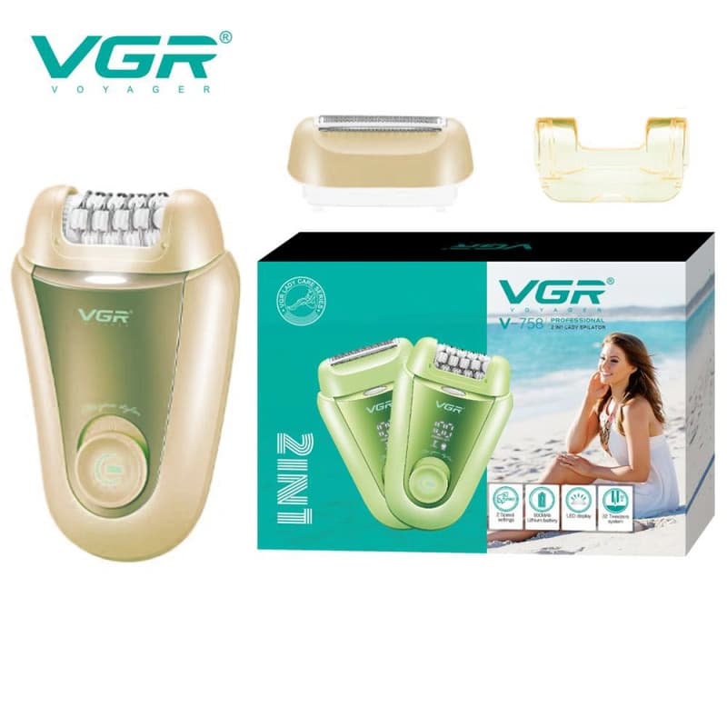 Епілятор VGR V-758 GOLD із двома насадками та підсвічуванням