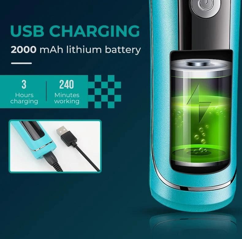 Тример VGR V-299 BLUE, 4 насадки, 9000RPM, 2000 mAh, 5 рівнів швидкості, LED display — фото 4