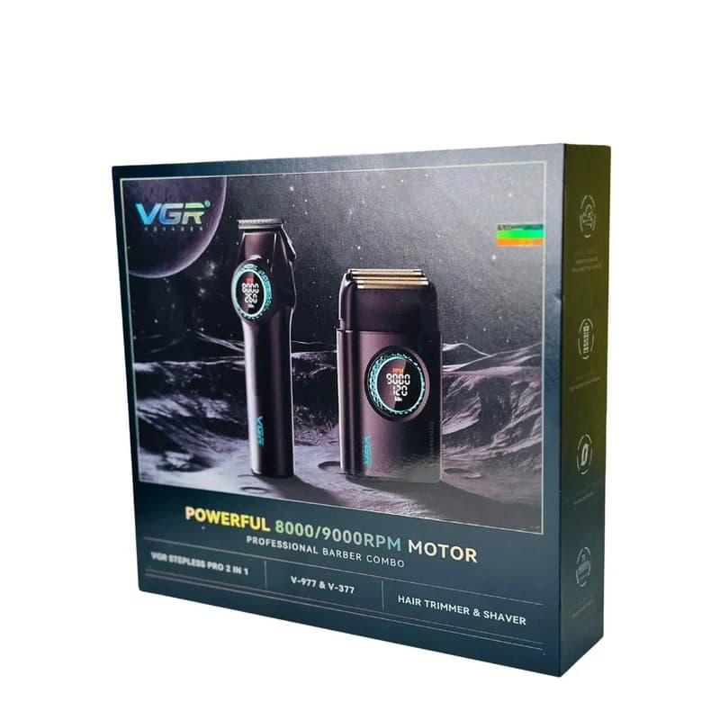 Комплект VGR 2 в 1 V-977&V-377 BLACK, тример та шейвер, фото 3