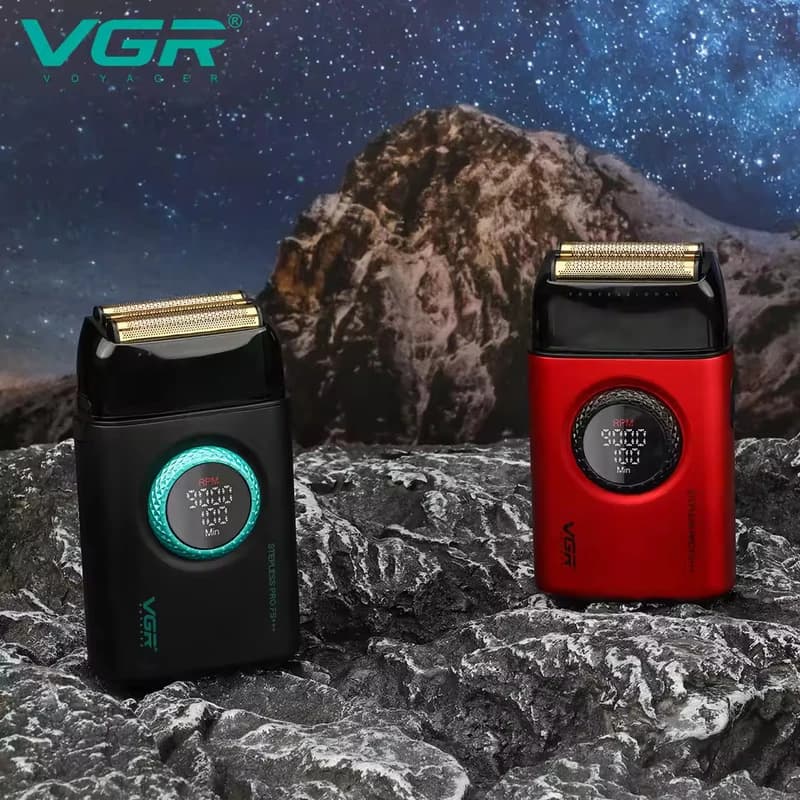 Електробритва VGR V-378 BLACK шейвер, подвійне лезо + тример, регулювання потужності 7000-9000 RPM, LED display, фото 8