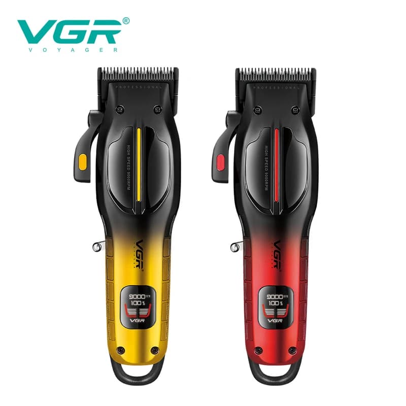 Акумуляторна машинка для стрижки (clipper) VGR V-026 GOLD, 6 насадок, 9000 RPM, LED display — фото 5