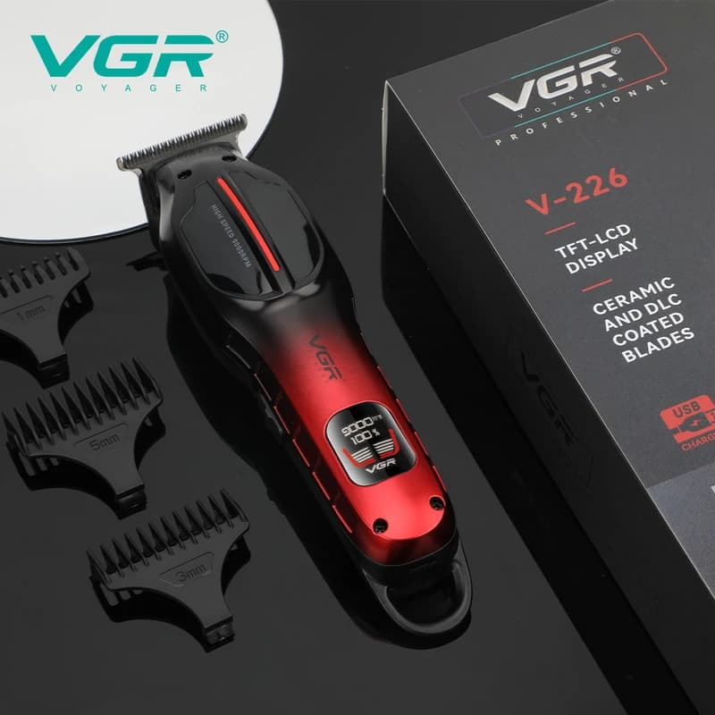 Тример VGR V-226 RED, 9000 RPM, 3 насадки, LED display — фото 2