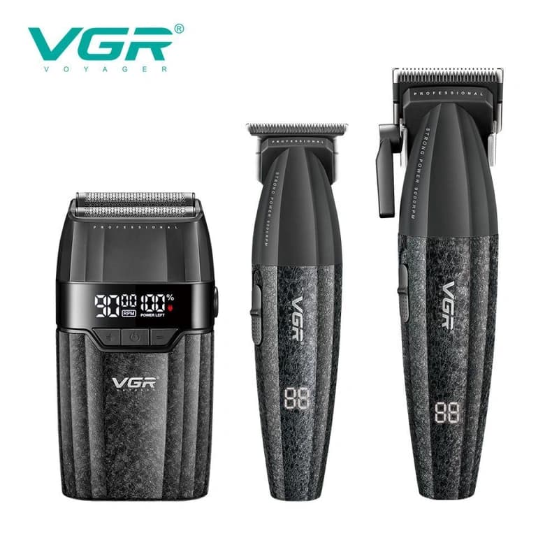 Комплект VGR 3 в 1 V-640 S3 BLACK, машинка для стрижки (clipper), тример та електробритва (шейвер), фото 1