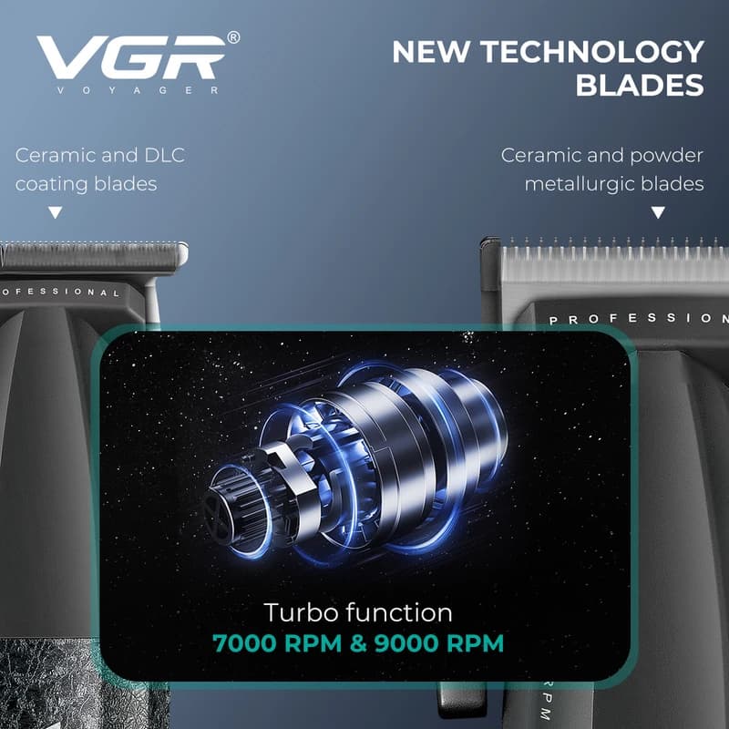 Комплект VGR 3 в 1 V-640 S3 BLACK, машинка для стрижки (clipper), тример та електробритва (шейвер), фото 3