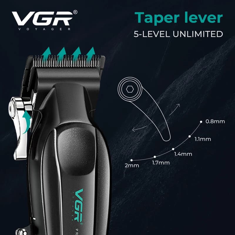 Акумуляторна машинка для стрижки (clipper) VGR V-662 GREEN, 7000 RPM, 6 насадок, LED display — фото 4