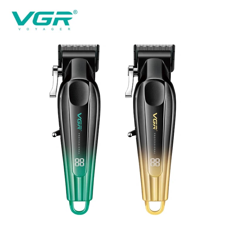 Акумуляторна машинка для стрижки (clipper) VGR V-662 GREEN, 7000 RPM, 6 насадок, LED display — фото 7
