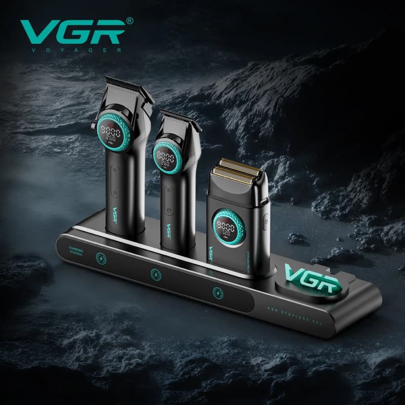 Комплект VGR STEPLERSS PRO 3 IN 1 BLACK, машинка для стрижки (Clipper), тример, шейвер, фото 2