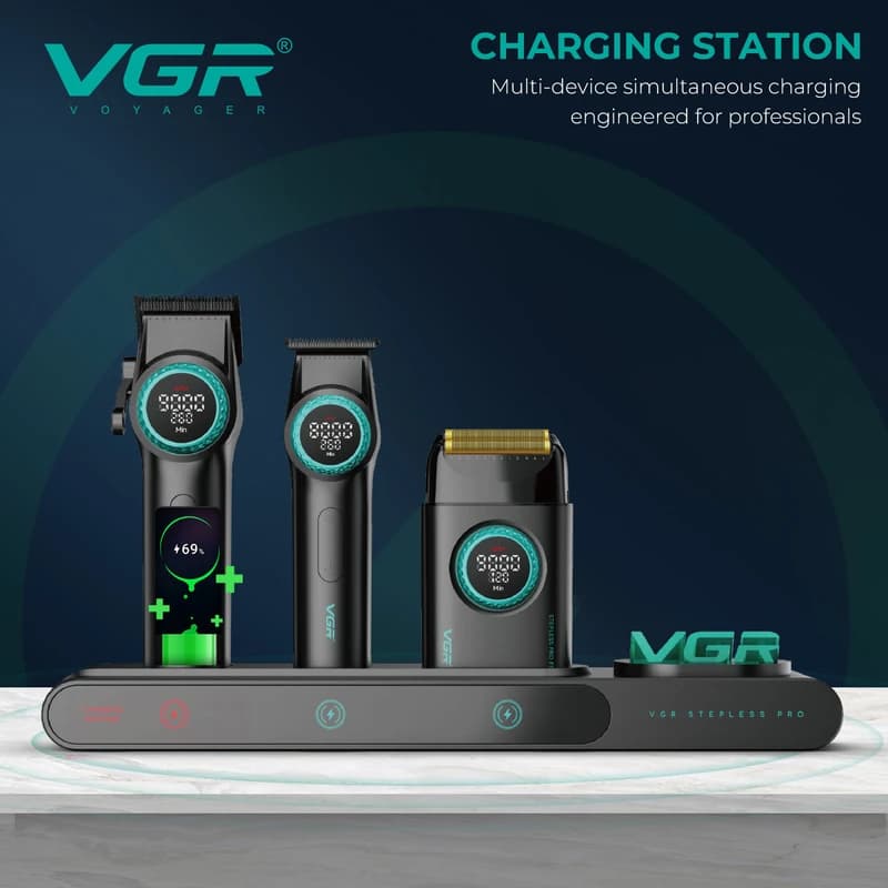 Комплект VGR STEPLERSS PRO 3 IN 1 BLACK, машинка для стрижки (Clipper), тример, шейвер, фото 3