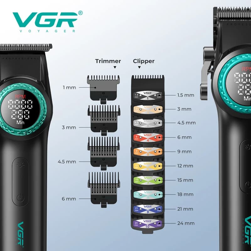 Комплект VGR STEPLERSS PRO 3 IN 1 BLACK, машинка для стрижки (Clipper), тример, шейвер, фото 6