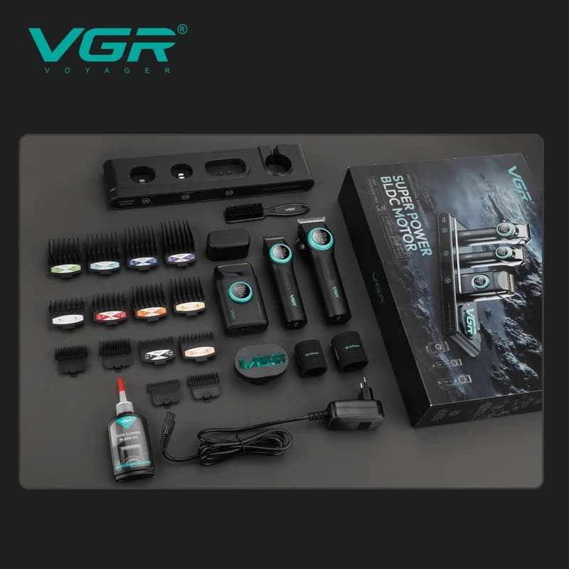 Комплект VGR STEPLERSS PRO 3 IN 1 BLACK, машинка для стрижки (Clipper), тример, шейвер, фото 8