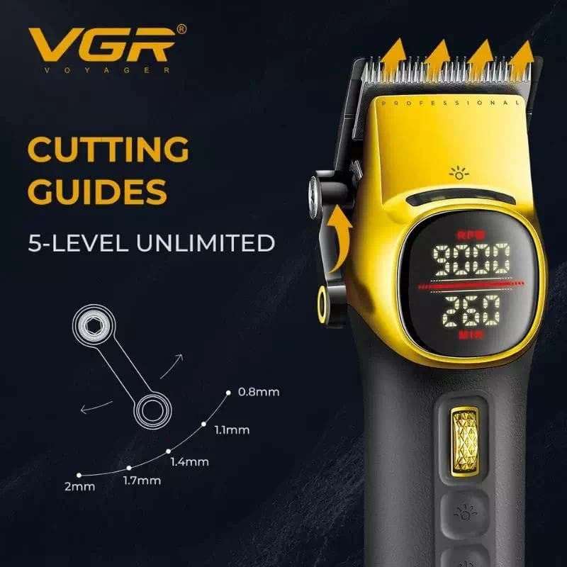 Акумуляторна машника для стриження (clipper) VGR V-885C GOLD, 10 насадок, LED display — фото 4