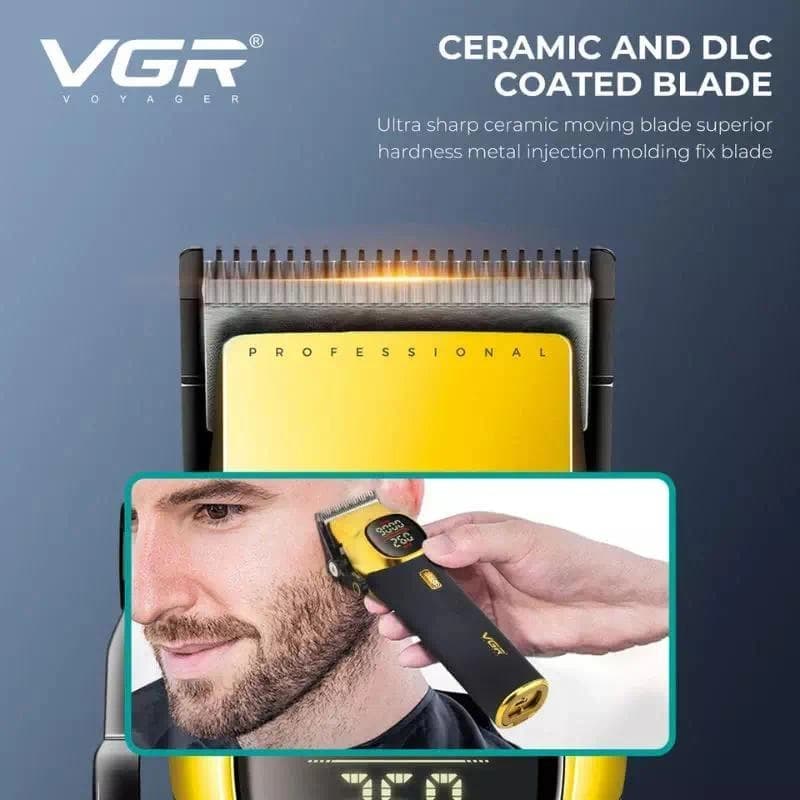 Акумуляторна машника для стриження (clipper) VGR V-885C GOLD, 10 насадок, LED display — фото 9