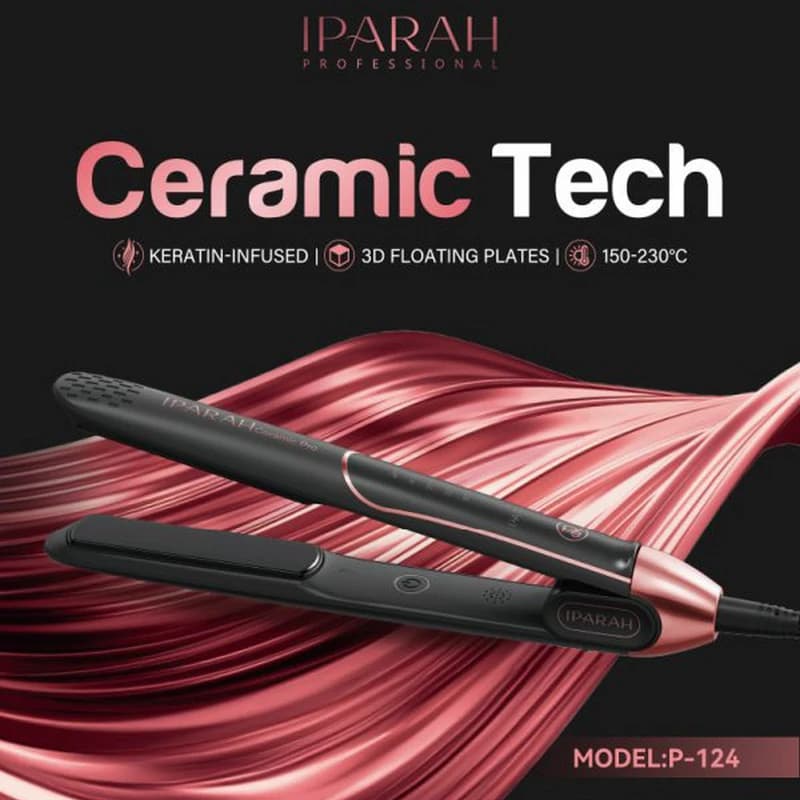 Выпрямитель для волос IPARAH P-124, 24mm, 150-230°C, керамическое покрытие, 50 W, LED display, фото 9