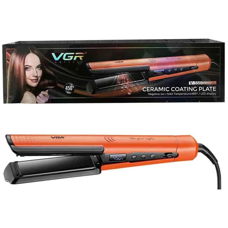 Выпрямитель для волос VGR V-550 ORANGE, 100-230°C, керамическое покрытие, 70 W, LED display, фото 1