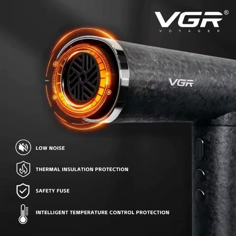Фен профессиональный VGR V-640HD, 3 уровня обдува, 4 уровня температуры, 110000RPM, фото 3