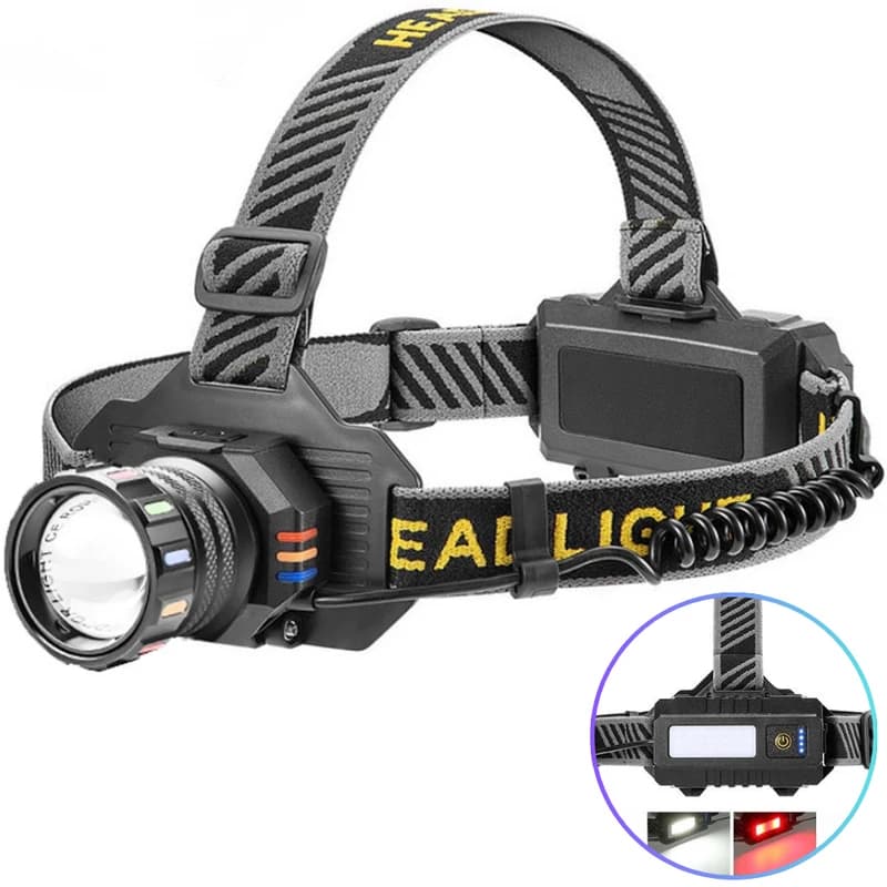 Ліхтар налобний BL-T701C-TG, 2x18650, ЗП Type-C, zoom, Box, фото 1