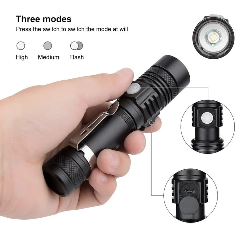Ліхтар Police 802-T6, 1х18650, зажим, zoom, ЗУ microUSB, Box, фото 2