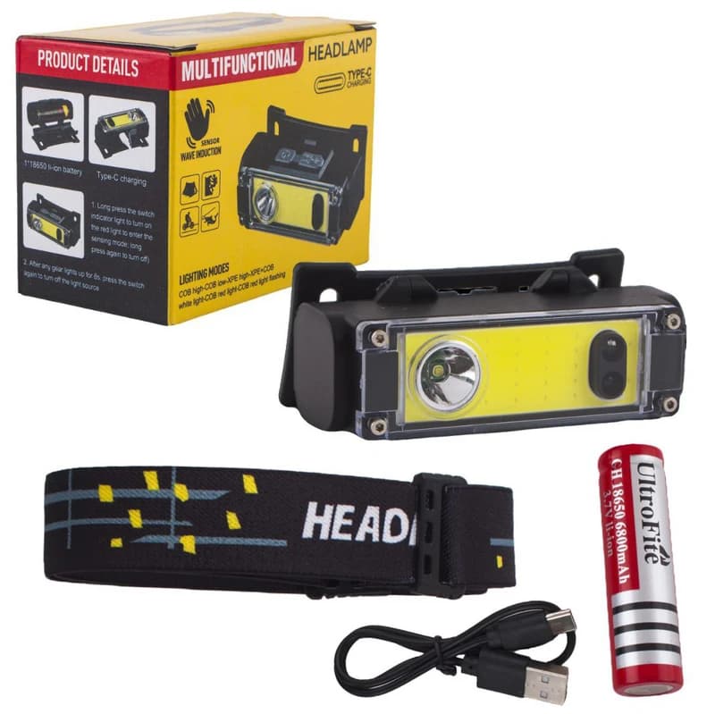 Ліхтар налобний BL-T124-ХРЕ+COB (White+Red), Motion Sensor, 1x18650, ЗП Type-C, фото 7