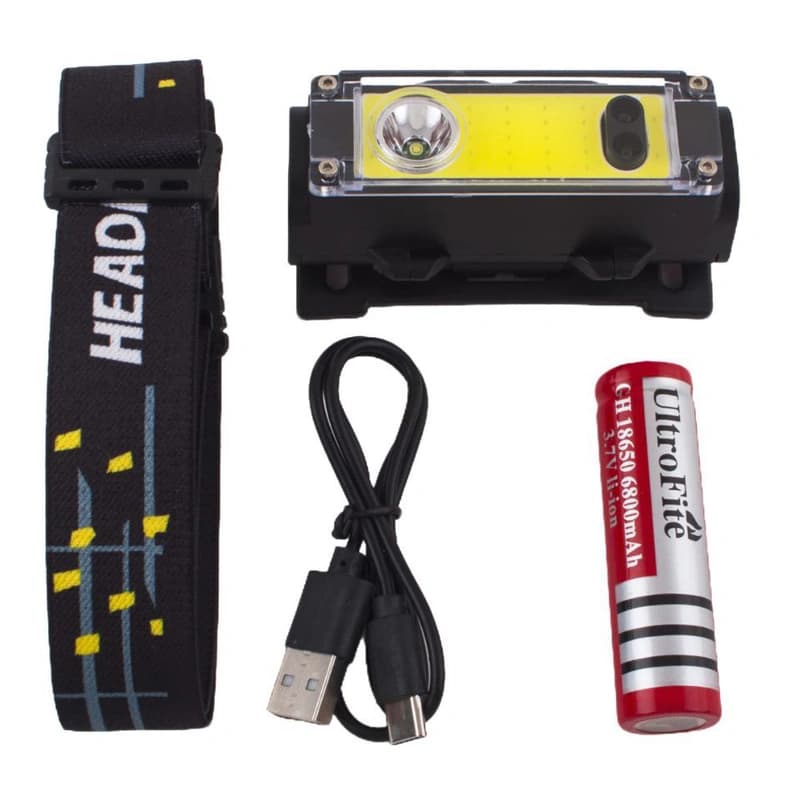 Ліхтар налобний BL-T124-ХРЕ+COB (White+Red), Motion Sensor, 1x18650, ЗП Type-C, фото 8