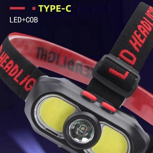 Фонарь налобный KX-302-LED+2COB, 1x18650, ЗУ Type-C, Box, фото 2