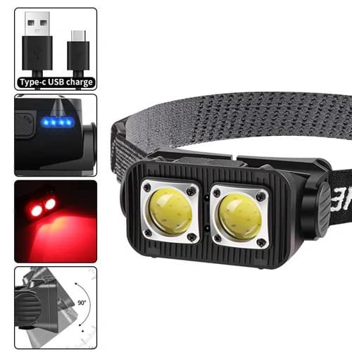 Ліхтар налобний K372/L-31-2COB(White+Red), Motion Sensor, Li-Ion акумулятор, індикація заряду, ЗП Type-C, Box — фото 2