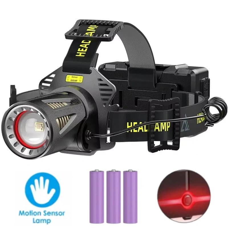 Ліхтар налобний H610-WHITE LASER LED PM50-TG, Motion Sensor, 3x18650, Power Bank, ЗП Type-C, фото 10