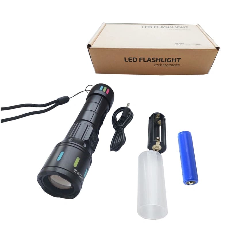 Ліхтар NIGHT VISION FLUORESCENCE CA171-D 1 РЕЖИМ WHITE LASER LED PM10-TG, індикація заряду, 1x18650/3xAAA, ЗП Type-C, zoom, Box, фото 4