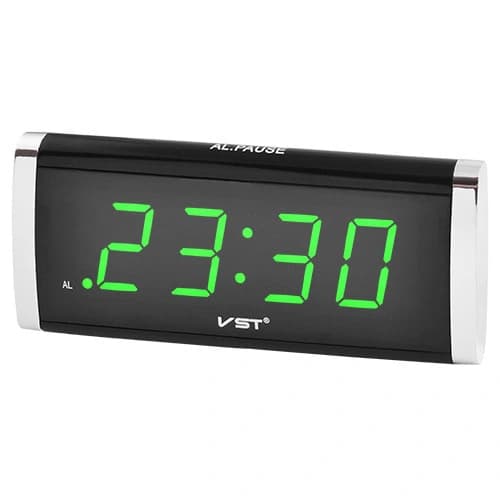 Салатовий пластиковий мережевий годинник VST VST-730-4 з LED-дисплеєм