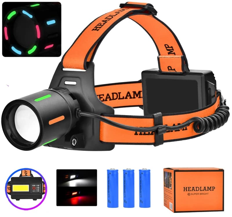 Ліхтар налобний NIGHT VISION FLUORESCENCE BL-T67-TG+COB(White+Red), 3x18650, 1 РЕЖИМ, Power Bank, ЗП Type-C, zoom — фото 4