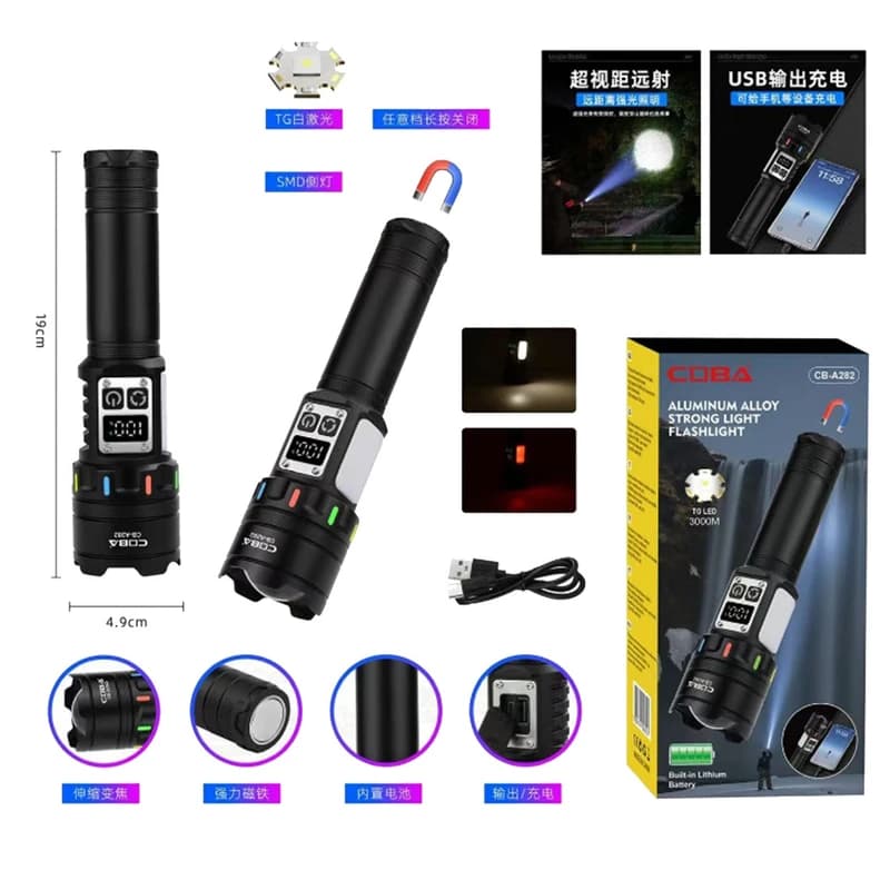 Ліхтар NIGHT VISION FLUORESCENCE CB-A282-TG+COB(White+Red), Li-Ion аккум., Power Bank, ЗП Type-C, магніт, zoom, Box, фото 2