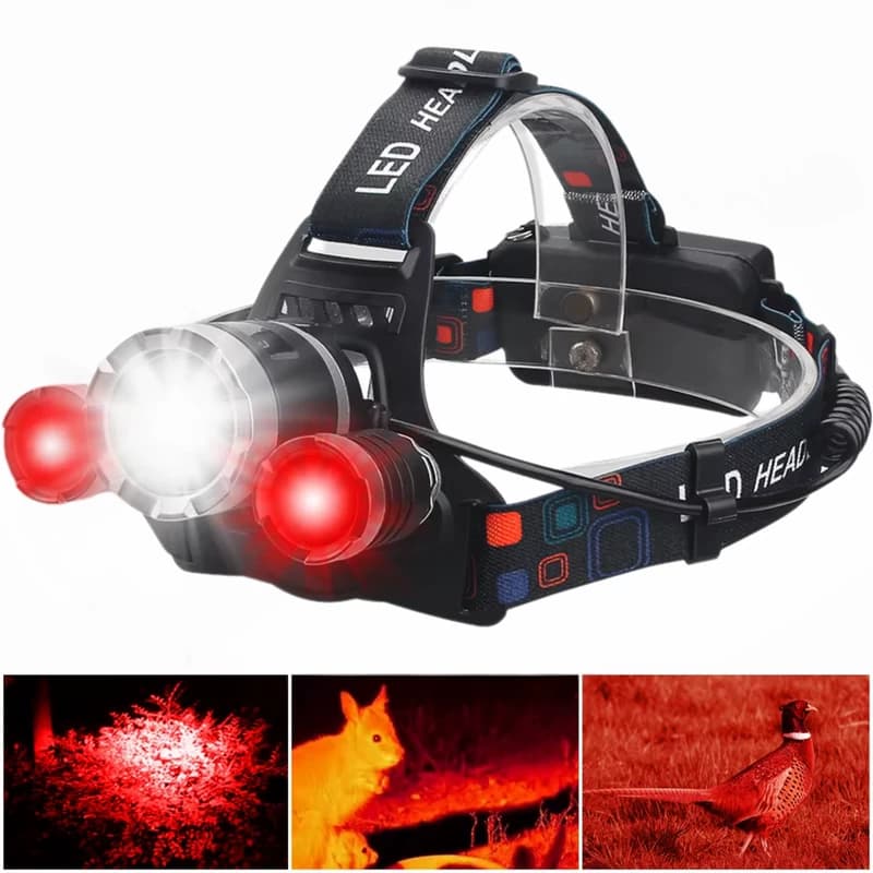 Ліхтар налобний Police 3000-T6+2XPE(Red), 2x18650, signal light, ЗП Type-C, Box — фото 3