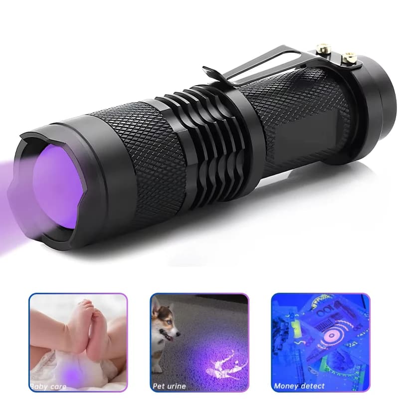 Ліхтар K11-395UV, 1хАА/1x14500, 1 РЕЖИМ, zoom, затискач