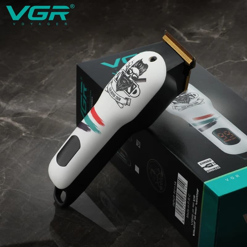Машинка (триммер) для стрижки волосся VGR V-971 WHITE, Professional, 3 насадки, фото 7