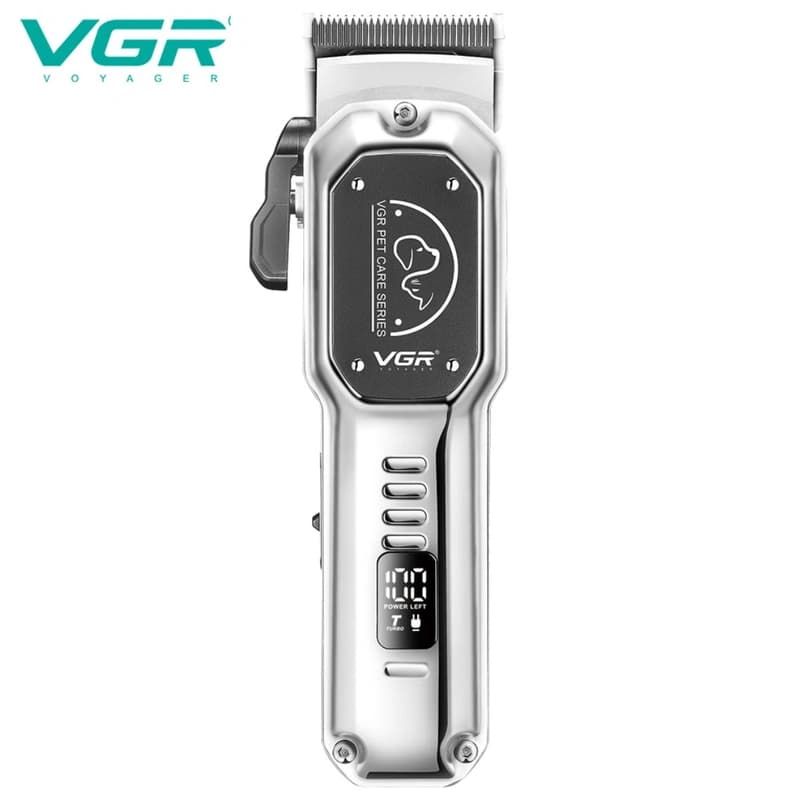 Аккумуляторная машинка для стрижки животных VGR V-201, 4 насадки, LED display, фото 2