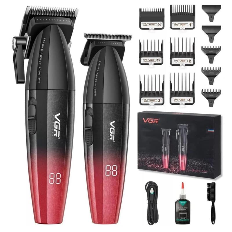 Комплект VGR 2 в 1 V-640 S2 RED акумуляторна машинка для стриження
