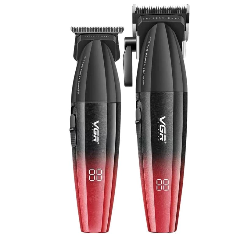 Комплект VGR 2 в 1 V-640 S2 RED аккумуляторная машинка для стрижки (clipper) и триммер, фото 5