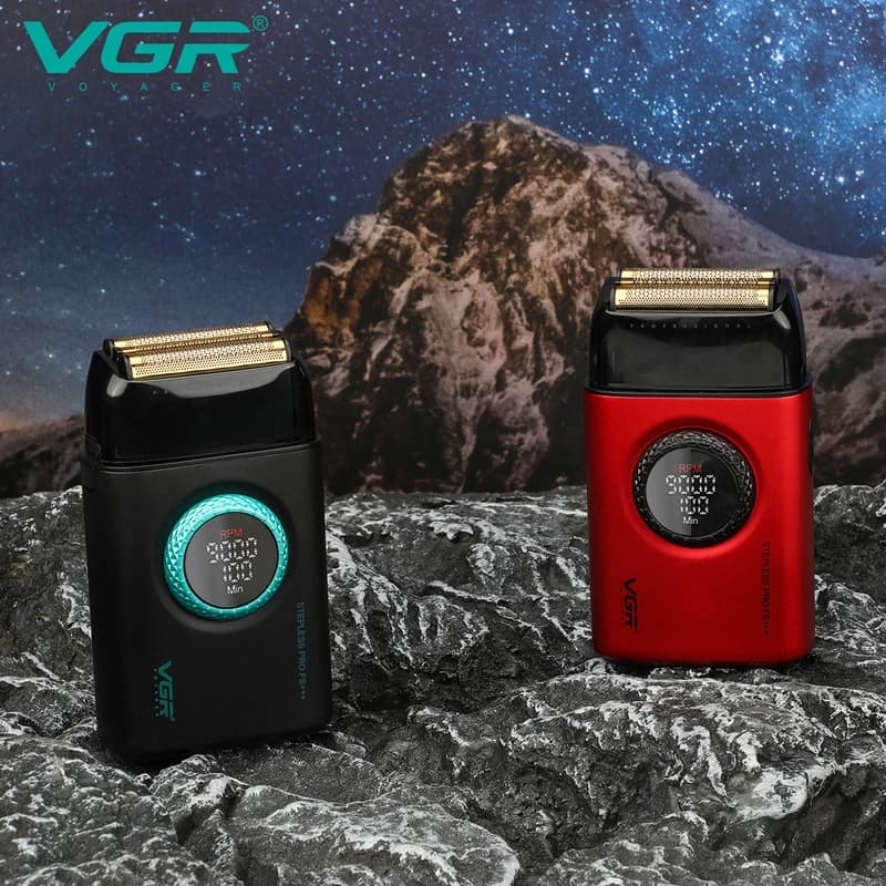 Электробритва VGR V-378 RED шейвер, двойное лезвие + триммер, регулировка мощности 7000-9000 RPM, LED Display, фото 3