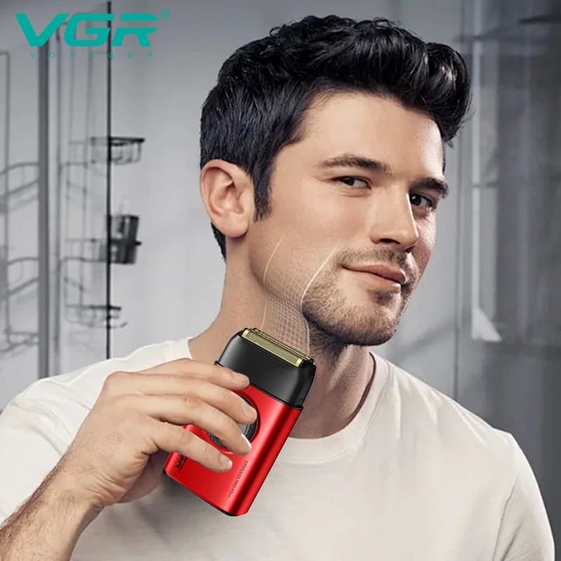 Электробритва VGR V-378 RED шейвер, двойное лезвие + триммер, регулировка мощности 7000-9000 RPM, LED Display, фото 5