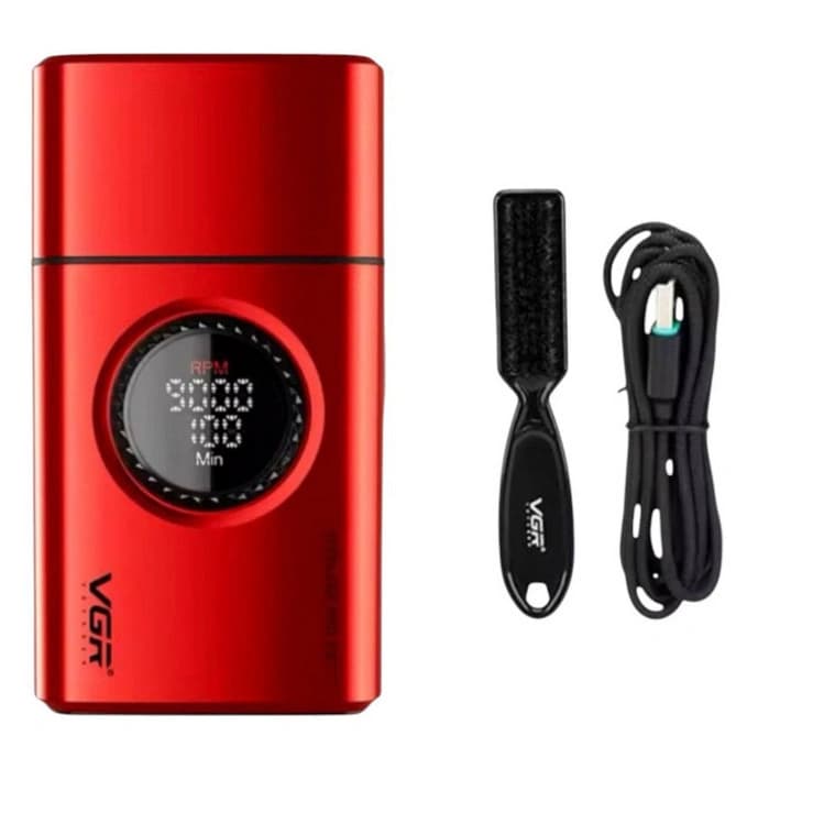 Электробритва VGR V-378 RED шейвер, двойное лезвие + триммер, регулировка мощности 7000-9000 RPM, LED Display, фото 9