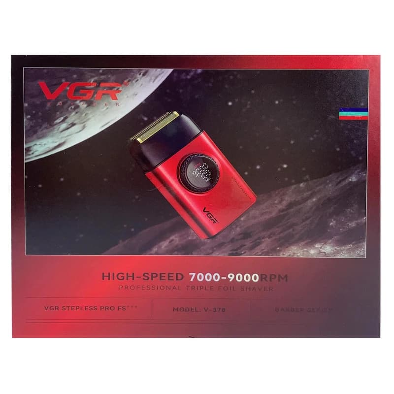 Электробритва VGR V-378 RED шейвер, двойное лезвие + триммер, регулировка мощности 7000-9000 RPM, LED Display, фото 10