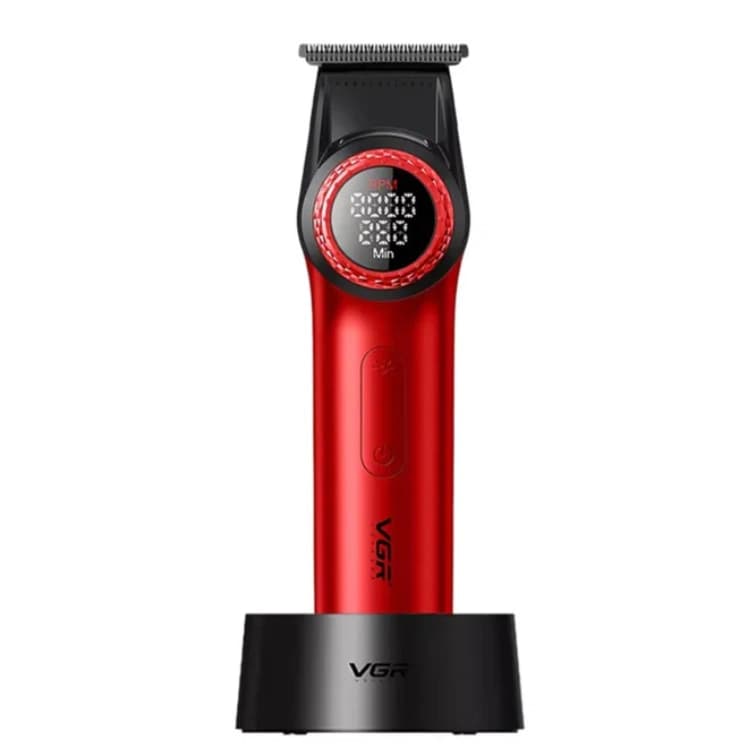 Тример VGR V-977 RED, регулювання потужності 6000 - 8000 RPM, 2500 mAh, 4 насадки, LED display, фото 2