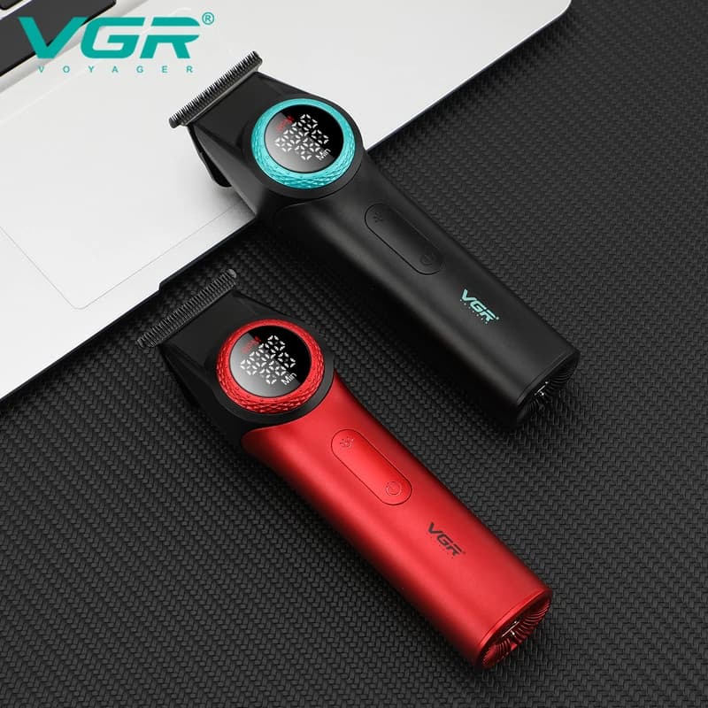 Тример VGR V-977 RED, регулювання потужності 6000 - 8000 RPM, 2500 mAh, 4 насадки, LED display, фото 3